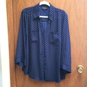 Fortune & Ivy Christelle Button-Down Navy Dot XXL